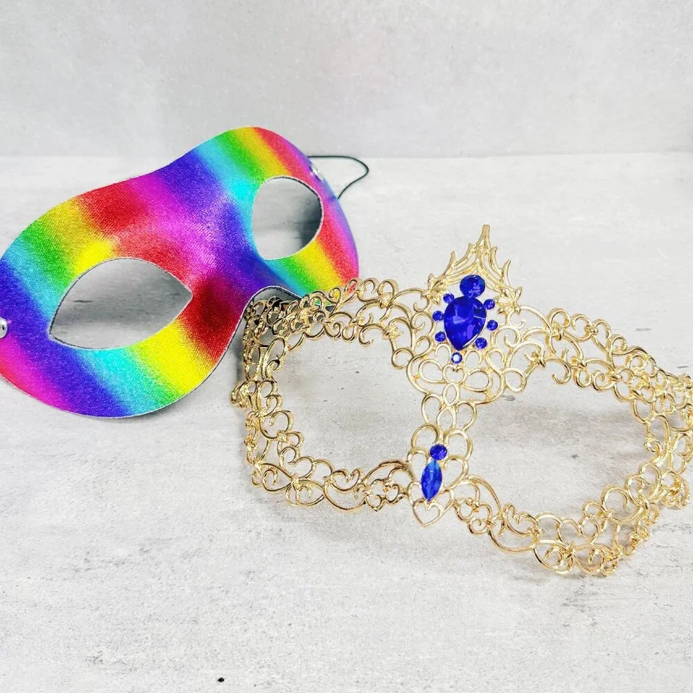 Rainbow masquerade mask, cosplay mask, Halloween mask, Venetian mask, Prom mask